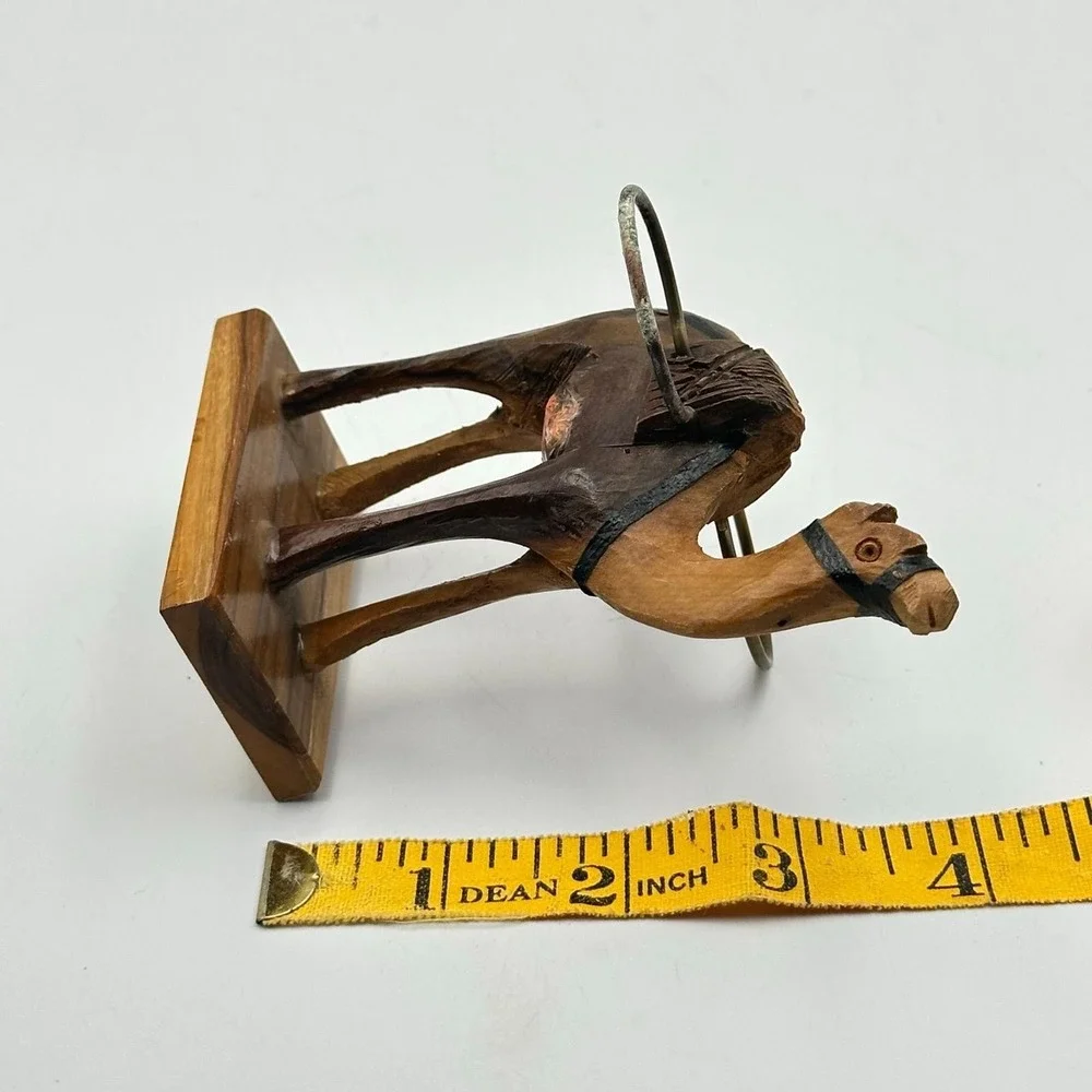 Vintage wooden camel‎ salt and pepper shaker holder